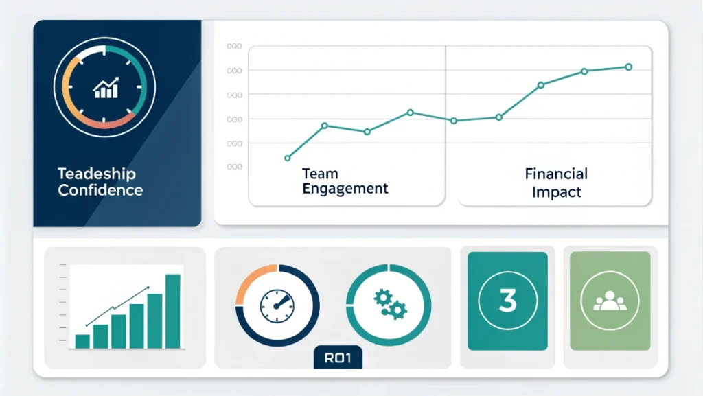 Executive coaching success metrics dashboard showing ROI and leadership performance indicators