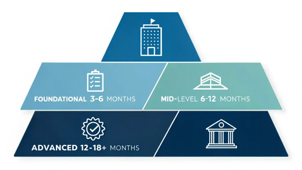 Three tier executive coaching program plans from foundational to advanced leadership levels