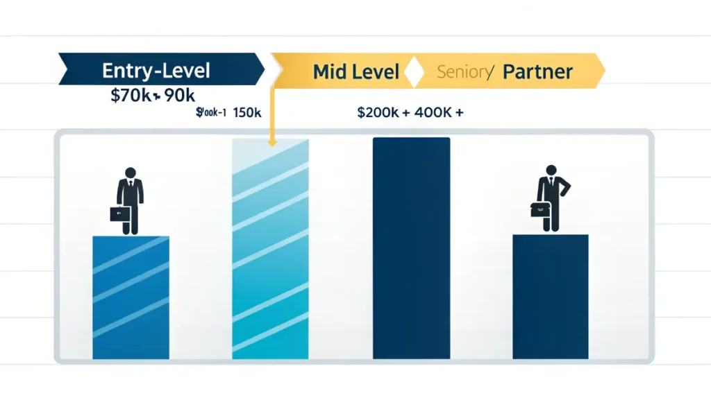 Strategy consultant salary breakdown chart showing entry-level to senior partner compensation ranges