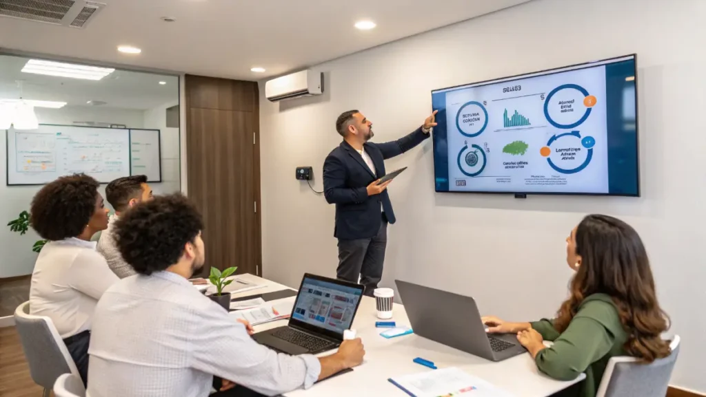 Human resource PedroVazPaulo marketing consulting team training session with digital marketing tools demonstration