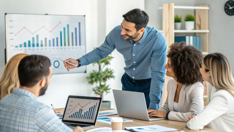 PedroVazPaulo marketing consulting strategy session with business team reviewing growth metrics and campaign data