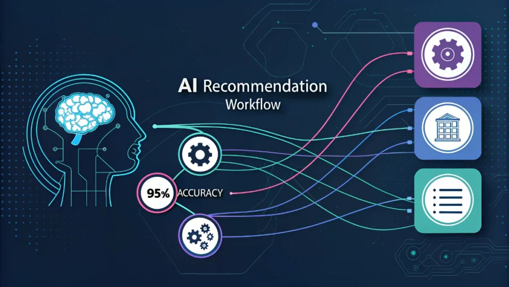 AI-powered content recommendation system visual showing tophillsport com artificial intelligence algorithms