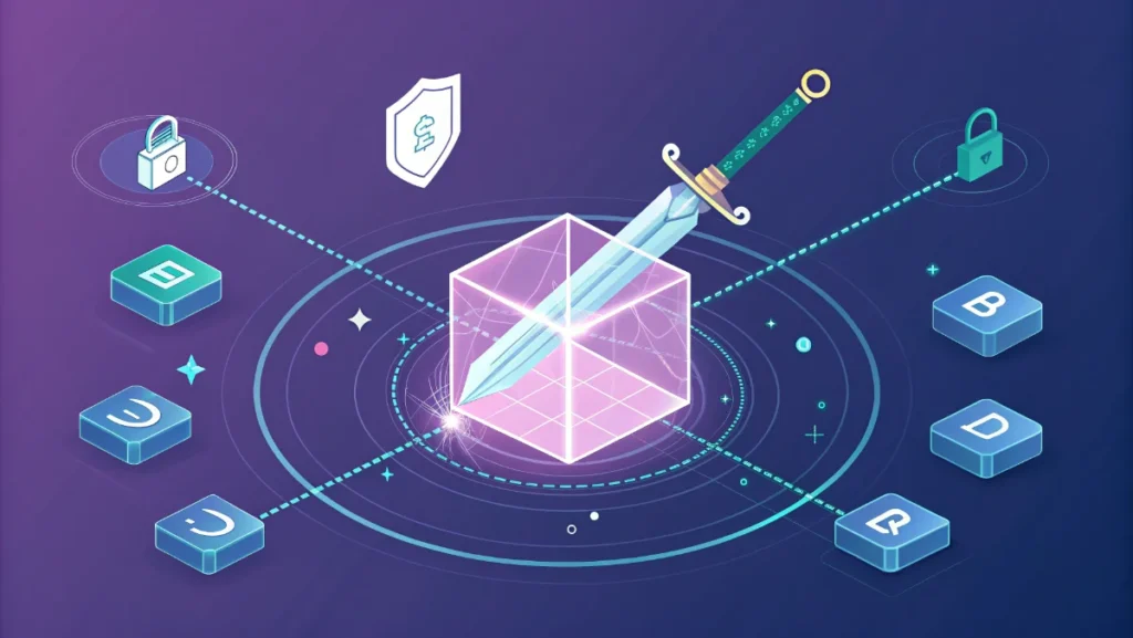 Blockchain-secured gaming assets showing digital ownership and trading in virtual marketplace ecosystem