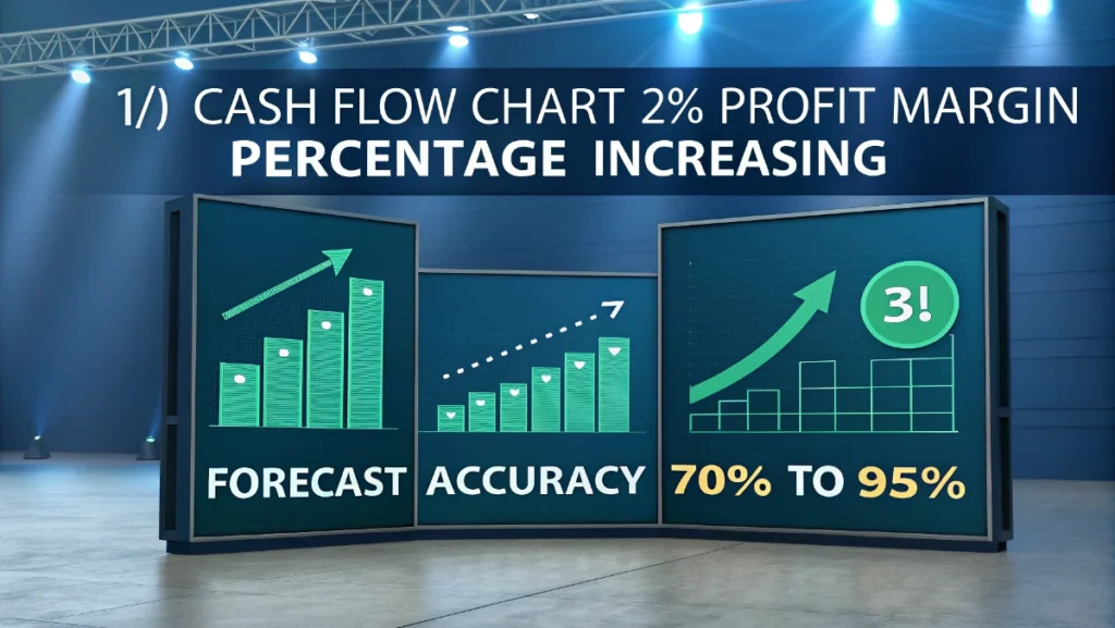 Business growth success metrics showing improved cash flow, profitability, and financial forecasting accuracy
