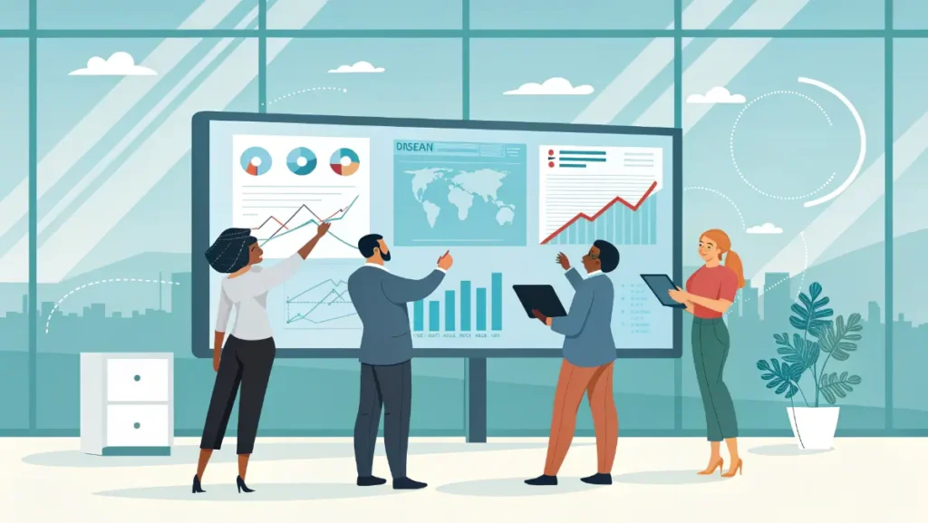 Business professionals using ftasiastock management tools for strategic planning and decision making