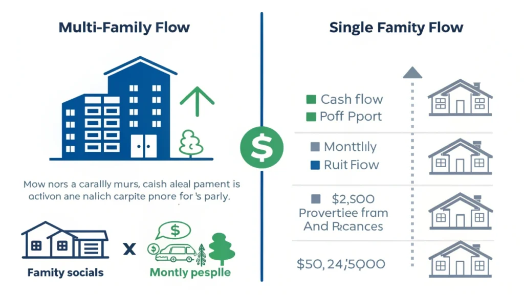Cash flow comparison chart for multi-family versus single-family real estate investment properties