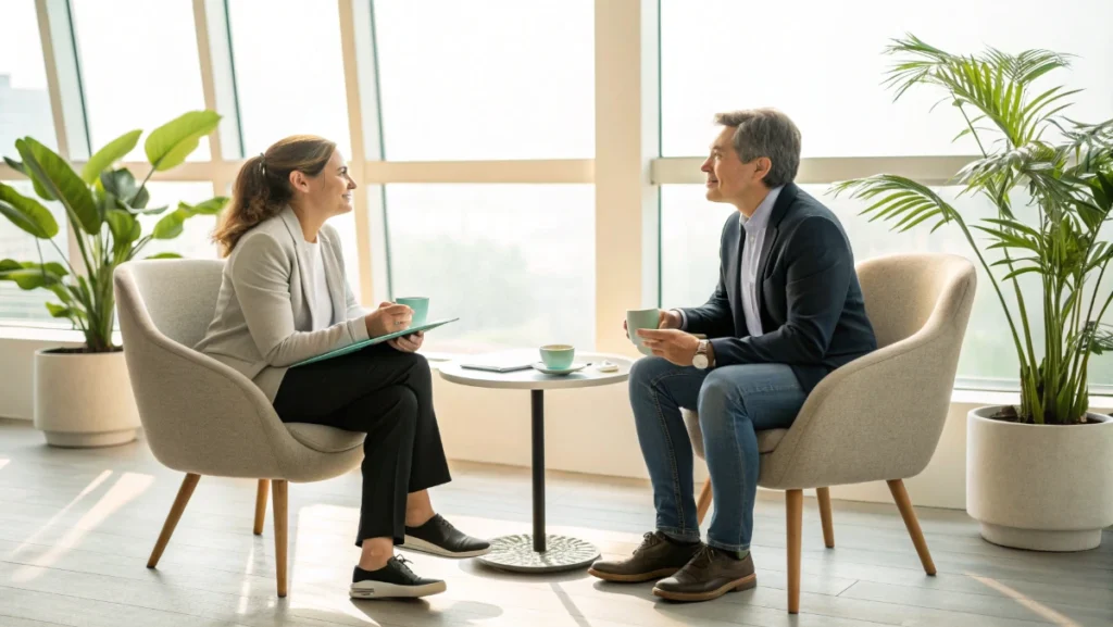 Executive coaching session showing leadership development and professional mentorship for business growth