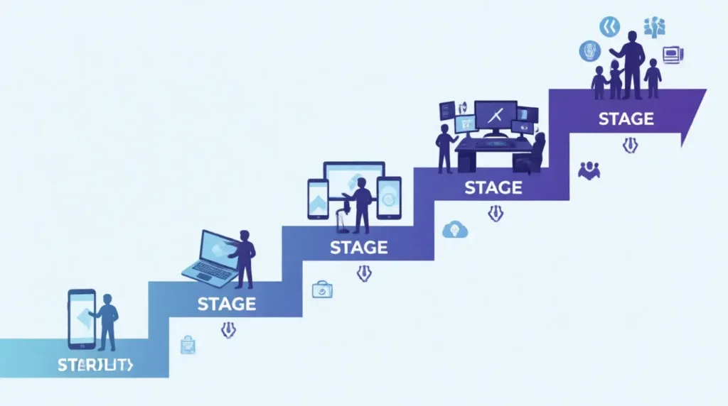 Geekzilla tio geek learning journey showing beginner to expert progression with tech skills