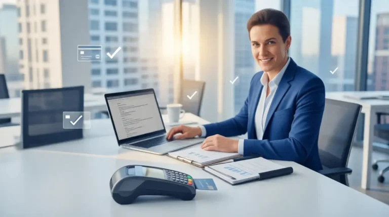 High risk merchant account approval process with credit card payment terminal and business owner