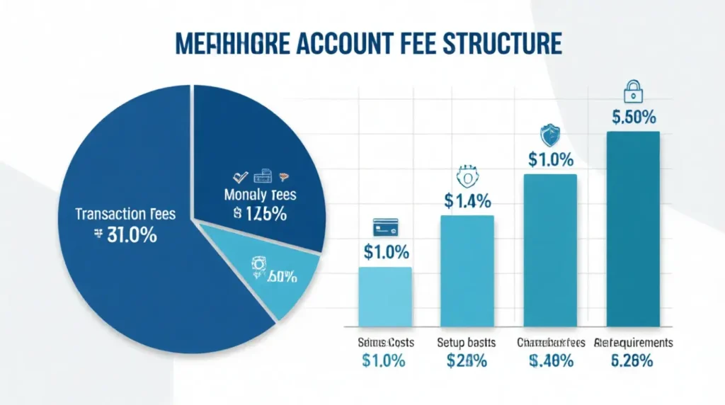 Merchant account fee breakdown showing transaction costs and monthly charges visualization